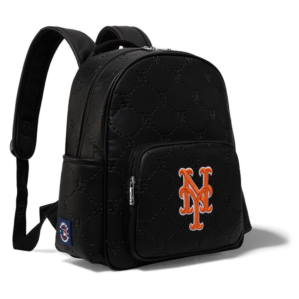NEW Montana West MLB New York Mets Stamped Logo Mini Backpack Black PU Leather